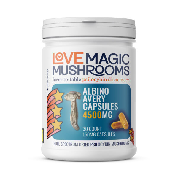 Albino Avery Psilocybin Mushroom Capsules - 30 count x 150mg - 4500mg
