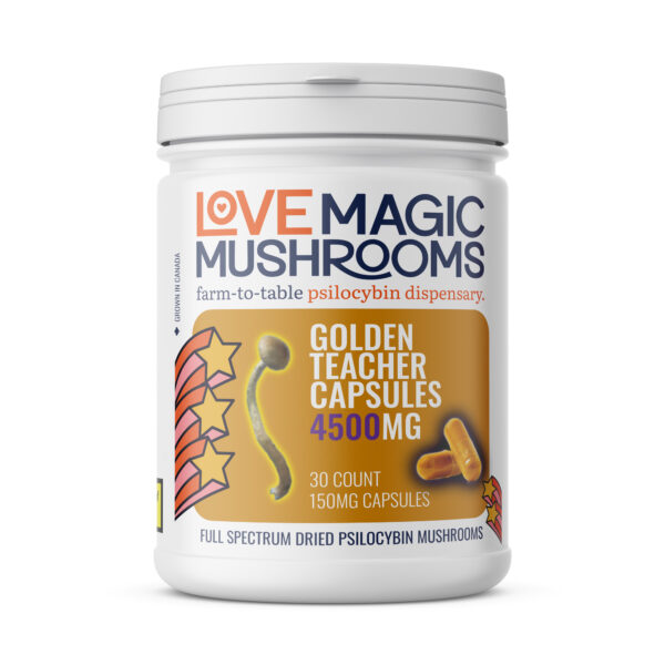 Golden Teacher's Psilocybin Mushroom Capsules - 30 count x 150mg - 4500mg
