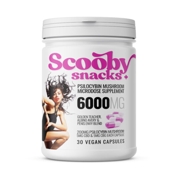 Scooby Snacks Psilocybin Mushroom Capsules 6000mg - 30 count x 200mg Mushroom with 5mg CBD / 5mg CBG & Natural Ingredients each capsule